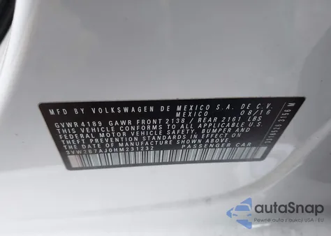 2017 Volkswagen Jetta 1.4T S from USA, damaged, VIN 3VW2B7AJ0HM231232